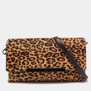 Christian Louboutin Brown/Black Leopard Print Calfhair and Leather Rougissime Crossbody Bag