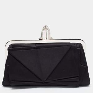 Christian Louboutin Black Satin Bow Clutch