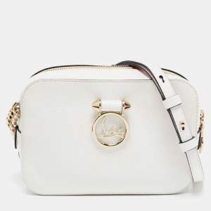 Christian Louboutin White/Red Leather Mini Rubylou Crossbody Bag 