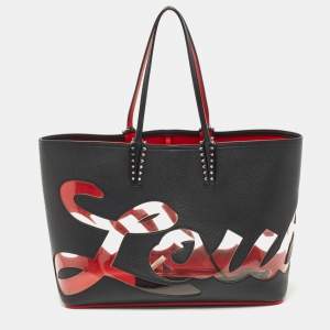 Christian Louboutin Black Leather and PVC East-West Cabata Tote