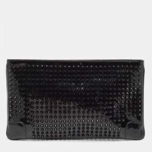 Christian Louboutin Black Patent Leather Loubiposh Spike Clutch