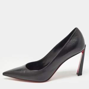 Pre Owned Christian Louboutin Black Leather Condora Pumps Size 39.5