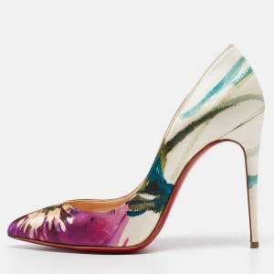 Pre Owned Christian Louboutin Multicolor Canvas Pigalle Follies Pumps Size 38