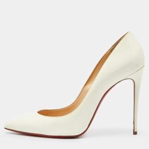 Pre Owned Christian Louboutin Cream Patent Leather So Kate Pointed Toe Pumps Size 40.5