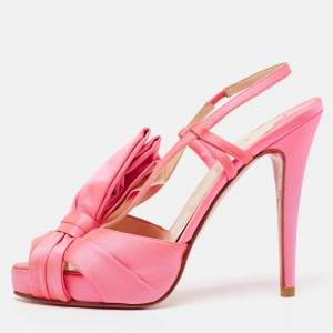 Christian Louboutin Neon Pink Satin Pour Monseiur Sandals Size 37