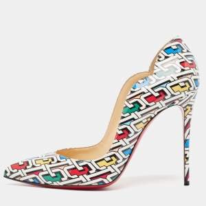 Pre Owned Christian Louboutin Multicolor Printed Patent Leather Hot Chick Pumps Size 40
