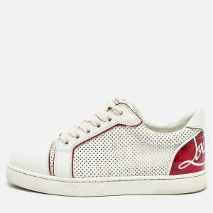 Christian Louboutin White Leather and PVC  Trimmed Fun Vieira Trainers Size 34.5