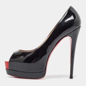 Christian Louboutin Black Patent Leather Palais Royal Pumps 38