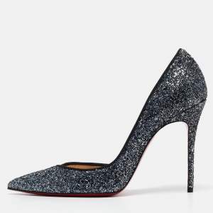 Christian Louboutin Grey Coarse Glitter Iriza Pumps Size 38