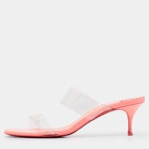 Christian Louboutin Transparent/Orange  PVC and Patent Slide Sandals Size 38 