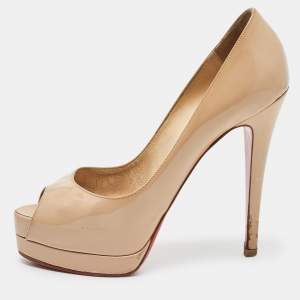 Christian Louboutin Beige Patent Leather Altadama Pumps Size 37