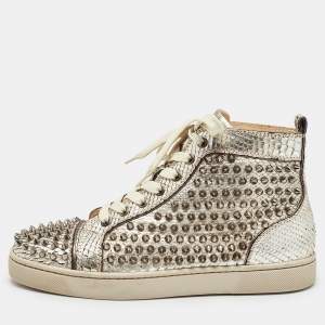 Christian Louboutin Gold Python Louis Spikes Sneakers Size 40