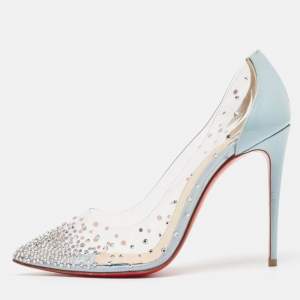 Christian Louboutin Light Blue Patent Leather and PVC Degrastrass Pumps Size 36.5