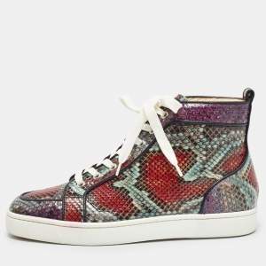 Christian Louboutin Multicolor Python Louis High Top Sneakers Size 40