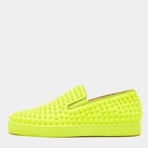 Christian Louboutin Green Leather Roller Boat Sneakers Size 40