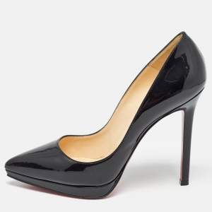 Christian Louboutin Black Patent Leather Pigalle Plato Pumps Size 37