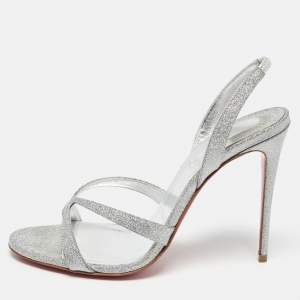 Christian Louboutin Silver Glitter Emilie Sandals Size 37