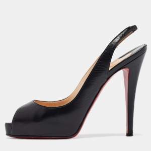 Christian Louboutin Black Leather No Prive Slingback Sandals Size 38