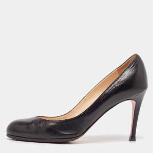 Christian Louboutin Black Leather Simple Pumps Size 37.5