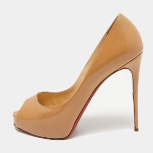Christian Louboutin Beige Patent Leather New Very Prive Pumps Size 38