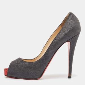 Christian Louboutin Black Glitter Very Prive Pumps Size 40