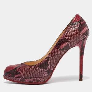 Christian Louboutin Red/Black Python New Simple Pumps Size 38.5