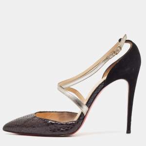 Christian Louboutin Black Python and Suede Cross Blake Pumps Size 40