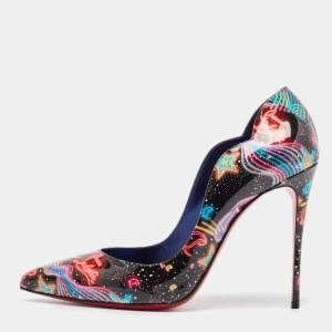 Christian Louboutin Multicolor Printed Patent Leather Hot Chick Pumps Size 39