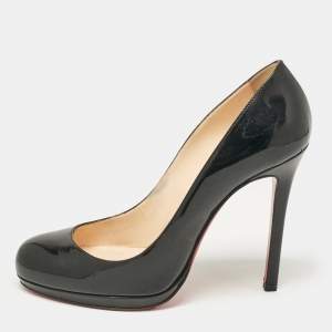 Christian Louboutin Black Patent Leather New Simple Pumps Size 37