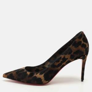 Pre Owned Christian Louboutin Black/Beige Calf Hair Kate Pumps Size 40
