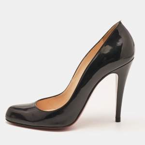 Christian Louboutin Black Patent Leather Decollete Pumps Size 37