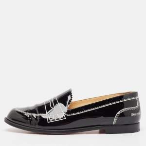 Christian Louboutin Black Patent Leather Mocalaureat Loafers Size 39.5