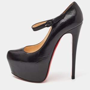 Christian Louboutin Black Leather Lady Daf Mary Jane Pumps Size 39
