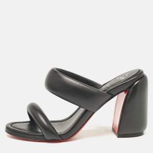Christian Louboutin Black Leather Inflama Sab Slide Sandals Size 39