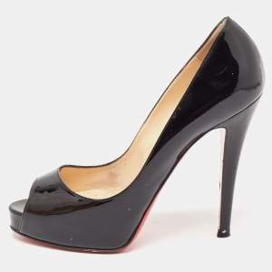 Christian Louboutin Black Patent Leather Very Prive Pumps Size 36.5