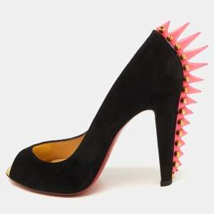 Christian Louboutin Black Suede Electropump Peep Toe Pumps Size 39