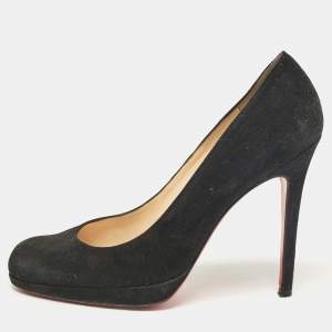 Christian Louboutin Black Suede Round Toe Pumps Size 37