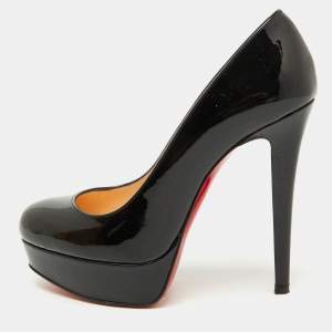 Christian Louboutin Black Patent Leather Bianca Platform Pumps Size 36.5