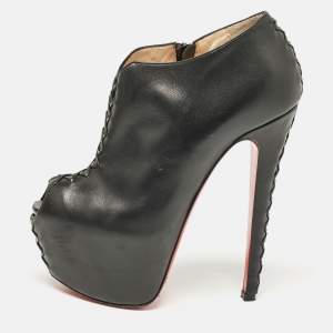 Christian Louboutin Black Leather Recouzetta Boots Size 37