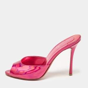 Christian Louboutin Pink Patent Leather Me Dolly Slide Sandals Size 38