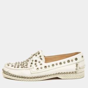 Christian Louboutin White Leather Yacht Loafers Size 40.5