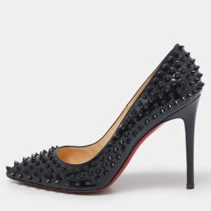 Christian Louboutin Black Patent Leather Pigalle Spikes Pumps Size 39