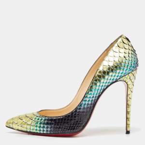Christian Louboutin Two Tone Python So Kate Pointed Toe Pumps Size 38