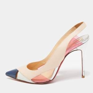 Christian Louboutin Tricolor Leather Air Chance Slingback Pumps Size 37.5