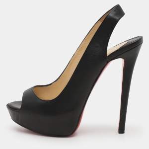 Christian Louboutin Black Leather No Prive Peep Toe Pumps Size 36.5