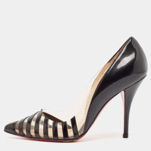 Christian Louboutin Black Patent Leather and PVC Pivichic Pumps Size 35.5