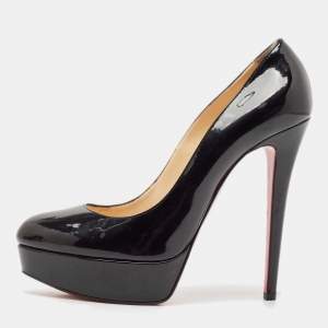 مملوكة مسبقًا Christian Louboutin Black Patent Leather Bianca Platform Pumps Size 39