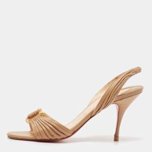 Christian Louboutin Beige Leather Slingback Sandals Size 37.5