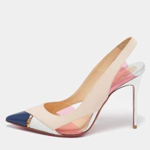 Christian Louboutin Tricolor Leather Air Chance Slingback Sandals Size 39.5