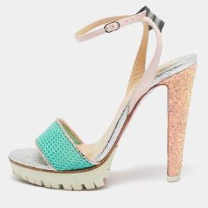 Christian Louboutin Multicolor Mesh and Patent Leather Volumetric Sandals Size 37.5